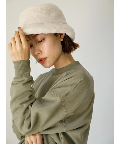 koe(コエ)の「ファーバケットハット*(キャップ・レディース・グレー/ブラック/ベージュ/アイボリー・FREE)」の7枚目の写真