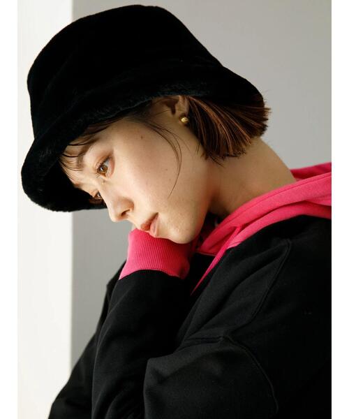 koe(コエ)の「ファーバケットハット*(キャップ・レディース・グレー/ブラック/ベージュ/アイボリー・FREE)」の10枚目の写真