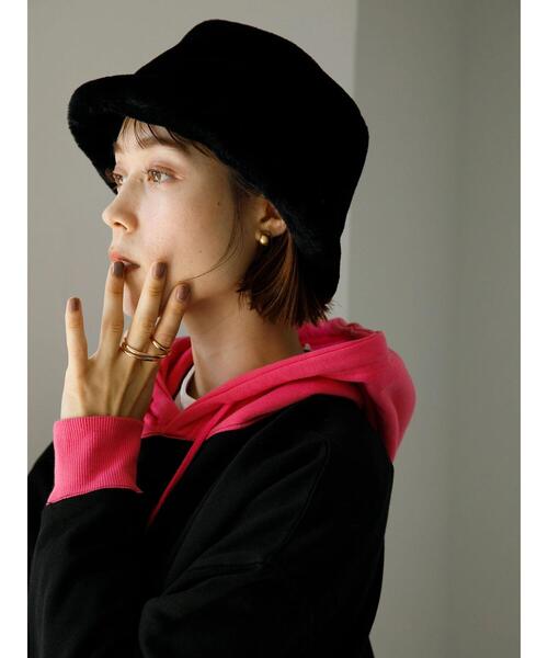 koe(コエ)の「ファーバケットハット*(キャップ・レディース・グレー/ブラック/ベージュ/アイボリー・FREE)」の15枚目の写真