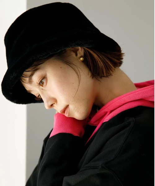 koe(コエ)の「ファーバケットハット*(キャップ・レディース・グレー/ブラック/ベージュ/アイボリー・FREE)」の3枚目の写真