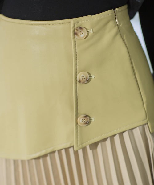 mona Belinda(モナベリンダ)の「合皮切替プリーツスカート(スカート・レディース・イエロー/アイボリー・FREE)」の10枚目の写真