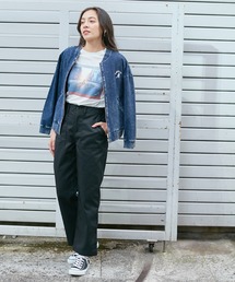 【KANGOL EXTRA COMFORT(カンゴール エクストラコンフォート)】《WEB限定》ワイドストレート ロゴ刺繍ツイル ベイカーパンツ
