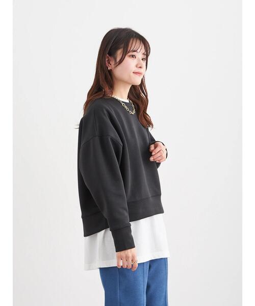 Green　Parks（グリーンパークス）の「ダンボールクッションショート丈プルオーバー＊（スウェット・レディース・サックスブルー/ブラック/ライトベージュ・FREE）」の17枚目の写真