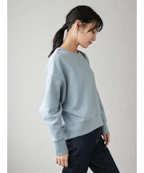 Green　Parks（グリーンパークス）の「ダンボールクッションショート丈プルオーバー＊（スウェット・レディース・サックスブルー/ブラック/ライトベージュ・FREE）」の19枚目の写真
