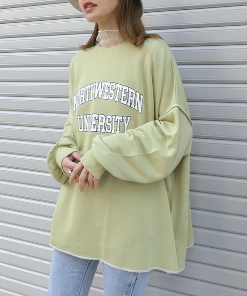 CORNERS（コーナーズ）の「カレッジロゴルーズスウェット（スウェット・レディース・スミクロ/杢グレー/オートミール/ライトグリーン・FREE）」の8枚目の写真