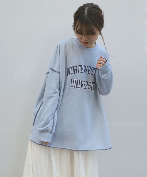 CORNERS（コーナーズ）の「カレッジロゴルーズスウェット（スウェット・レディース・スミクロ/杢グレー/オートミール/ライトグリーン・FREE）」の10枚目の写真