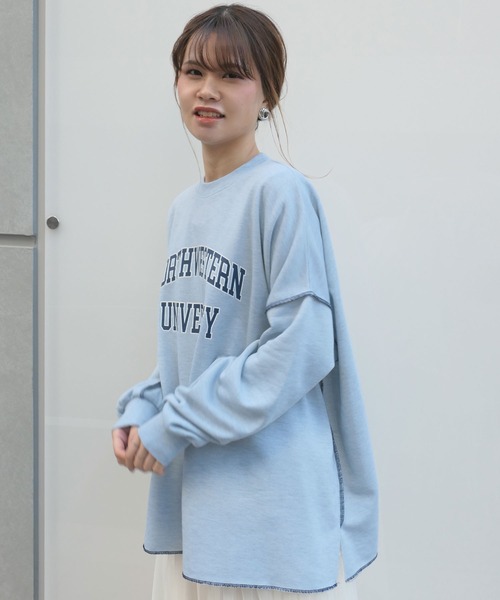 CORNERS（コーナーズ）の「カレッジロゴルーズスウェット（スウェット・レディース・スミクロ/杢グレー/オートミール/ライトグリーン・FREE）」の16枚目の写真