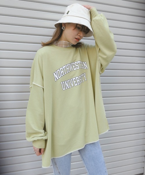 CORNERS（コーナーズ）の「カレッジロゴルーズスウェット（スウェット・レディース・スミクロ/杢グレー/オートミール/ライトグリーン・FREE）」の17枚目の写真