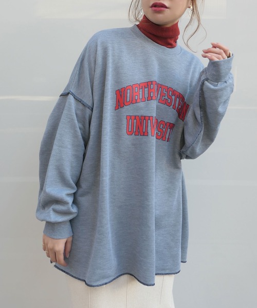 CORNERS（コーナーズ）の「カレッジロゴルーズスウェット（スウェット・レディース・スミクロ/杢グレー/オートミール/ライトグリーン・FREE）」の18枚目の写真