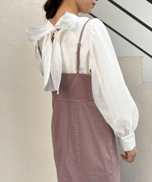 MAJESTIC LEGON（マジェスティックレゴン）の「バックリボンエアリーブラウス（シャツ/ブラウス・レディース・ライトグレー/アイボリー/グレー系その他・MEDIUM）」の10枚目の写真