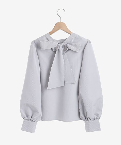 MAJESTIC LEGON（マジェスティックレゴン）の「バックリボンエアリーブラウス（シャツ/ブラウス・レディース・ライトグレー/アイボリー/グレー系その他・MEDIUM）」の11枚目の写真