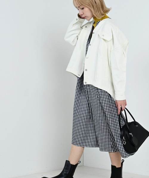 LUPILIEN(ルピリアン)の「【LUPILIEN】起毛ツイルジャケット(ノーカラージャケット・レディース・チャコールグレー/アイボリー/ミント・FREE)」の4枚目の写真