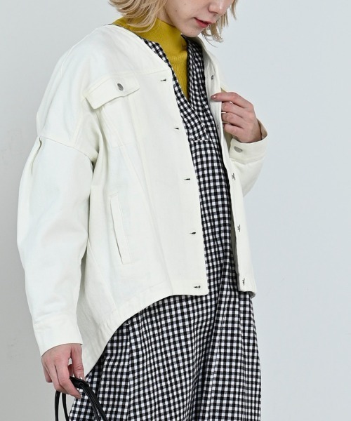 LUPILIEN(ルピリアン)の「【LUPILIEN】起毛ツイルジャケット(ノーカラージャケット・レディース・チャコールグレー/アイボリー/ミント・FREE)」の7枚目の写真