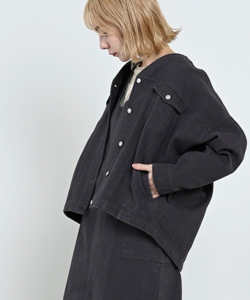 LUPILIEN(ルピリアン)の「【LUPILIEN】起毛ツイルジャケット(ノーカラージャケット・レディース・チャコールグレー/アイボリー/ミント・FREE)」の12枚目の写真