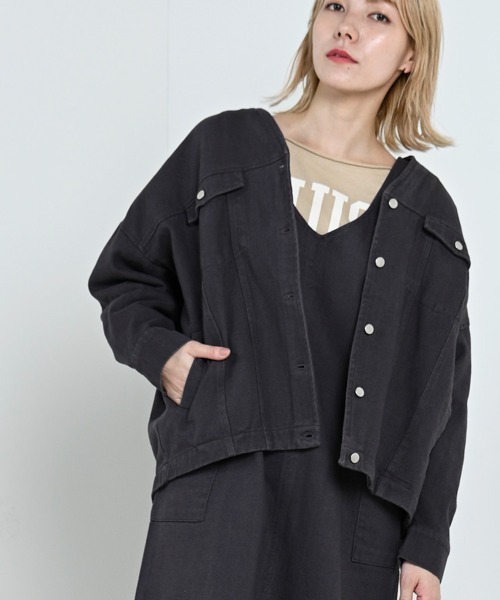 LUPILIEN(ルピリアン)の「【LUPILIEN】起毛ツイルジャケット(ノーカラージャケット・レディース・チャコールグレー/アイボリー/ミント・FREE)」の18枚目の写真