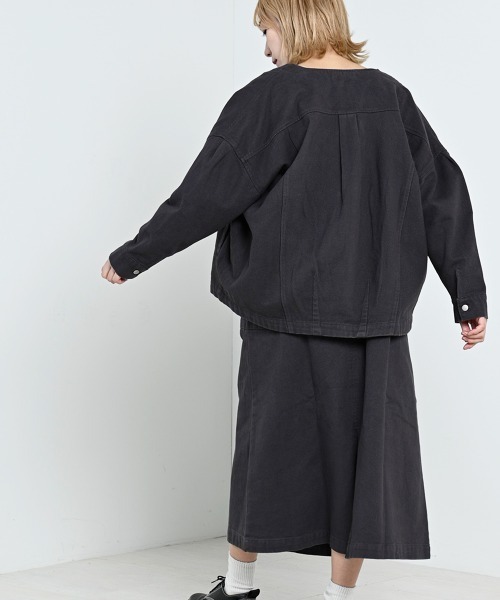 LUPILIEN(ルピリアン)の「【LUPILIEN】起毛ツイルジャケット(ノーカラージャケット・レディース・チャコールグレー/アイボリー/ミント・FREE)」の14枚目の写真