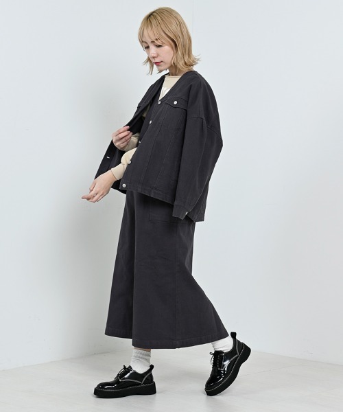 LUPILIEN(ルピリアン)の「【LUPILIEN】起毛ツイルジャケット(ノーカラージャケット・レディース・チャコールグレー/アイボリー/ミント・FREE)」の5枚目の写真