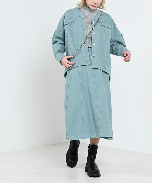 LUPILIEN(ルピリアン)の「【LUPILIEN】起毛ツイルジャケット(ノーカラージャケット・レディース・チャコールグレー/アイボリー/ミント・FREE)」の19枚目の写真