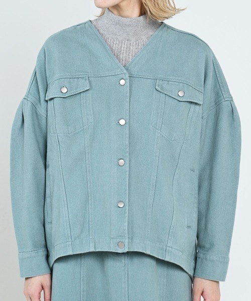 LUPILIEN(ルピリアン)の「【LUPILIEN】起毛ツイルジャケット(ノーカラージャケット・レディース・チャコールグレー/アイボリー/ミント・FREE)」の21枚目の写真