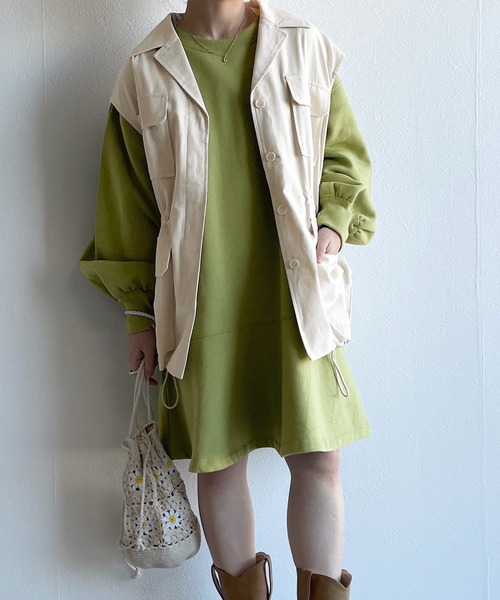 w closet（ダブルクローゼット）の「開襟衿ミリタリーベスト（ベスト・レディース・キナリ/ライトカーキ・FREE）」の8枚目の写真