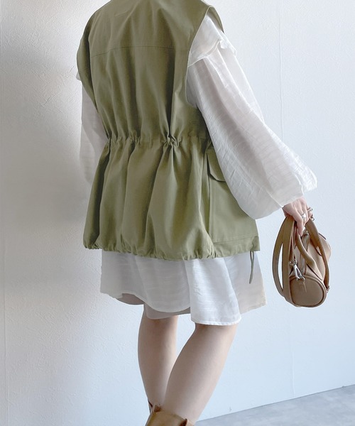 w closet（ダブルクローゼット）の「開襟衿ミリタリーベスト（ベスト・レディース・キナリ/ライトカーキ・FREE）」の15枚目の写真