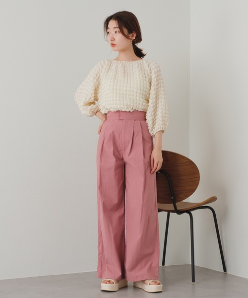 Kastane（カスタネ）の「ポコポコ7分袖プルオーバー（Tシャツ/カットソー・レディース・ブラック/アイボリー・FREE）」の13枚目の写真