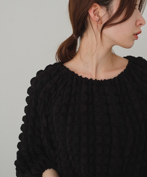 Kastane（カスタネ）の「ポコポコ7分袖プルオーバー（Tシャツ/カットソー・レディース・ブラック/アイボリー・FREE）」の9枚目の写真