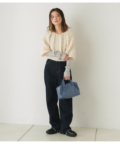 Kastane（カスタネ）の「ポコポコ7分袖プルオーバー（Tシャツ/カットソー・レディース・ブラック/アイボリー・FREE）」の19枚目の写真