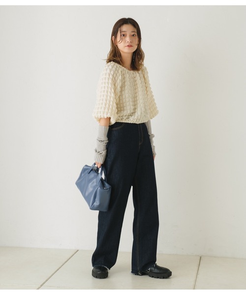 Kastane（カスタネ）の「ポコポコ7分袖プルオーバー（Tシャツ/カットソー・レディース・ブラック/アイボリー・FREE）」の20枚目の写真