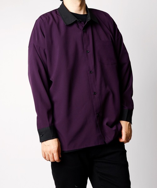 INASTUDIOS ZOO（イーナストゥディオスズー）の「「INASTUDIOS SELECT」ポリストレッチ クレリックシャツ トップス レディース（シャツ/ブラウス・レディース・ホワイト/グレイッシュベージュ/チャコール/グリーン/サックスブルー/ブラック/ネイビー/パープル・MEDIUM/LARGE/X-LARGE）」の8枚目の写真