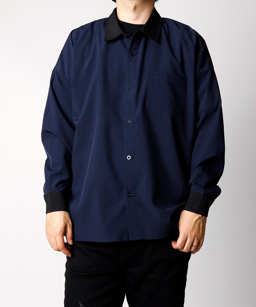 INASTUDIOS ZOO（イーナストゥディオスズー）の「「INASTUDIOS SELECT」ポリストレッチ クレリックシャツ トップス レディース（シャツ/ブラウス・レディース・ホワイト/グレイッシュベージュ/チャコール/グリーン/サックスブルー/ブラック/ネイビー/パープル・MEDIUM/LARGE/X-LARGE）」の6枚目の写真