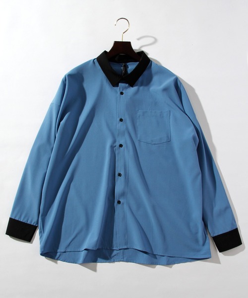 INASTUDIOS ZOO（イーナストゥディオスズー）の「「INASTUDIOS SELECT」ポリストレッチ クレリックシャツ トップス レディース（シャツ/ブラウス・レディース・ホワイト/グレイッシュベージュ/チャコール/グリーン/サックスブルー/ブラック/ネイビー/パープル・MEDIUM/LARGE/X-LARGE）」の7枚目の写真