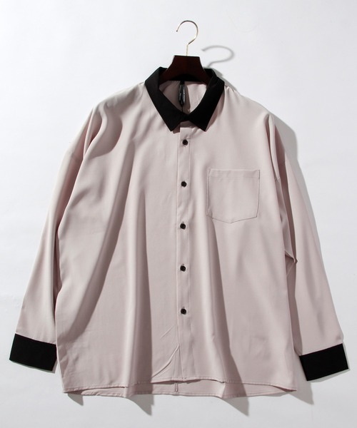 INASTUDIOS ZOO（イーナストゥディオスズー）の「「INASTUDIOS SELECT」ポリストレッチ クレリックシャツ トップス レディース（シャツ/ブラウス・レディース・ホワイト/グレイッシュベージュ/チャコール/グリーン/サックスブルー/ブラック/ネイビー/パープル・MEDIUM/LARGE/X-LARGE）」の4枚目の写真