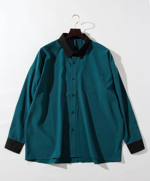 INASTUDIOS ZOO（イーナストゥディオスズー）の「「INASTUDIOS SELECT」ポリストレッチ クレリックシャツ トップス レディース（シャツ/ブラウス・レディース・ホワイト/グレイッシュベージュ/チャコール/グリーン/サックスブルー/ブラック/ネイビー/パープル・MEDIUM/LARGE/X-LARGE）」の5枚目の写真