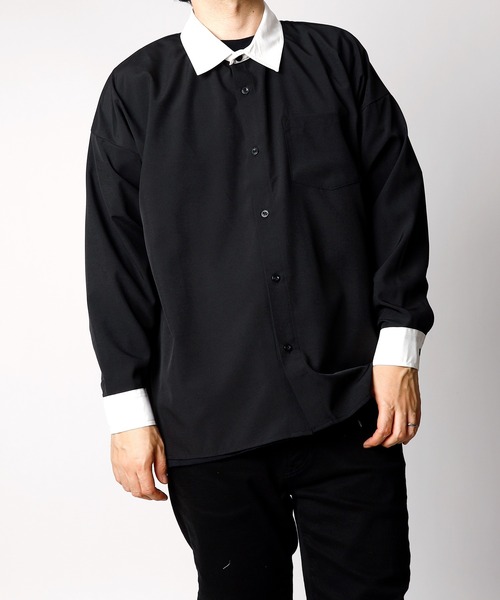 INASTUDIOS ZOO（イーナストゥディオスズー）の「「INASTUDIOS SELECT」ポリストレッチ クレリックシャツ トップス レディース（シャツ/ブラウス・レディース・ホワイト/グレイッシュベージュ/チャコール/グリーン/サックスブルー/ブラック/ネイビー/パープル・MEDIUM/LARGE/X-LARGE）」の2枚目の写真