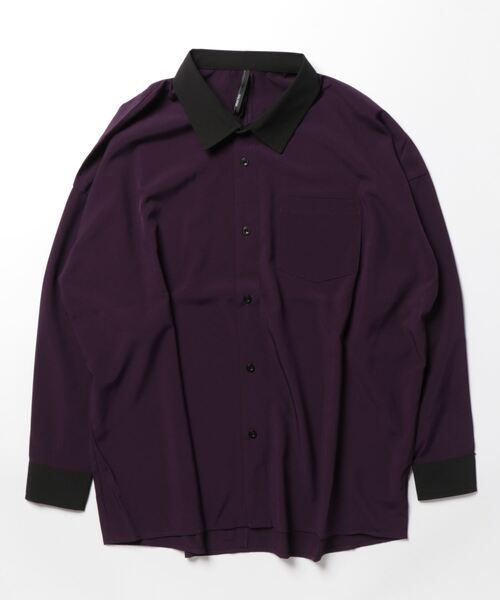 INASTUDIOS ZOO（イーナストゥディオスズー）の「「INASTUDIOS SELECT」ポリストレッチ クレリックシャツ トップス レディース（シャツ/ブラウス・レディース・ホワイト/グレイッシュベージュ/チャコール/グリーン/サックスブルー/ブラック/ネイビー/パープル・MEDIUM/LARGE/X-LARGE）」の17枚目の写真