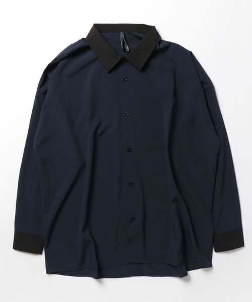 INASTUDIOS ZOO（イーナストゥディオスズー）の「「INASTUDIOS SELECT」ポリストレッチ クレリックシャツ トップス レディース（シャツ/ブラウス・レディース・ホワイト/グレイッシュベージュ/チャコール/グリーン/サックスブルー/ブラック/ネイビー/パープル・MEDIUM/LARGE/X-LARGE）」の18枚目の写真