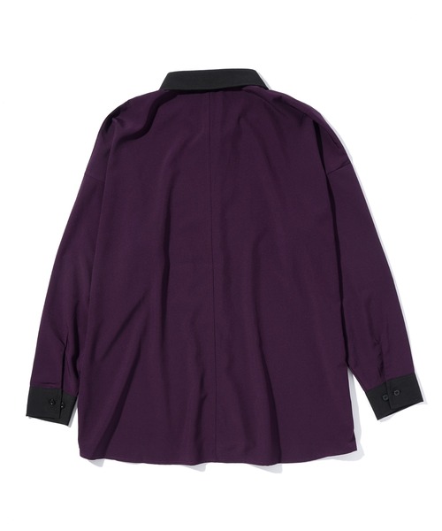 INASTUDIOS ZOO（イーナストゥディオスズー）の「「INASTUDIOS SELECT」ポリストレッチ クレリックシャツ トップス レディース（シャツ/ブラウス・レディース・ホワイト/グレイッシュベージュ/チャコール/グリーン/サックスブルー/ブラック/ネイビー/パープル・MEDIUM/LARGE/X-LARGE）」の20枚目の写真