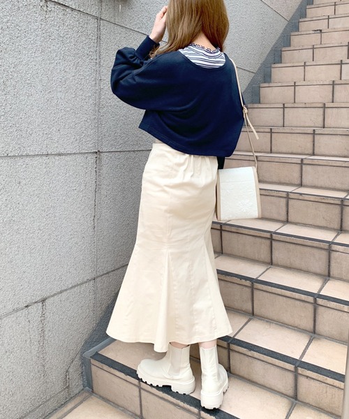 OLIVE des OLIVE（オリーブデオリーブ）の「裏毛カーディガン×ハイネックインナーセット（カーディガン/ボレロ・レディース・ピンク/ネイビー/ライトグレー/イエロー×グリーン・FREE）」の11枚目の写真