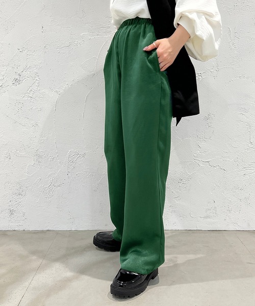 apres jour mignon(アプレジュールミニョン)の「カラーサテンイージーパンツ【ZOZOTOWN限定アイテム】(その他パンツ・レディース・グリーン/ピンク/ブラック/オレンジ・SMALL/MEDIUM/X-LARGE)」の6枚目の写真