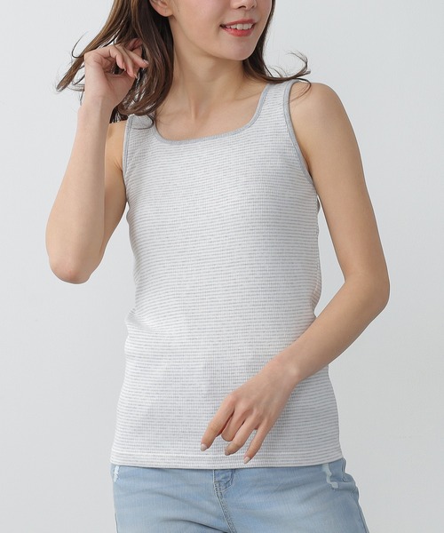 Honeys（ハニーズ）の「２ｗａｙタンクトップ（タンクトップ・レディース・ホワイト×イエロー/ブラック/ホワイト×グリーン/ホワイト系その他/オフホワイト/ホワイト×ブラック/グリーン/スミクロ・L/M/S/LL）」の5枚目の写真