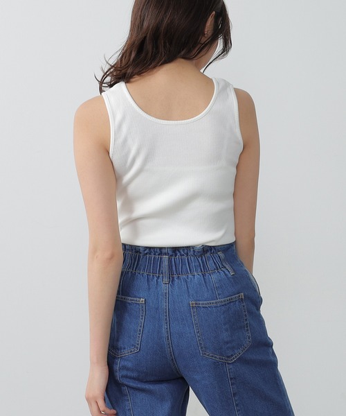 Honeys（ハニーズ）の「２ｗａｙタンクトップ（タンクトップ・レディース・ホワイト×イエロー/ブラック/ホワイト×グリーン/ホワイト系その他/オフホワイト/ホワイト×ブラック/グリーン/スミクロ・L/M/S/LL）」の11枚目の写真