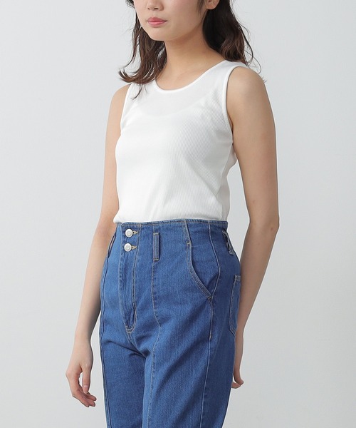 Honeys（ハニーズ）の「２ｗａｙタンクトップ（タンクトップ・レディース・ホワイト×イエロー/ブラック/ホワイト×グリーン/ホワイト系その他/オフホワイト/ホワイト×ブラック/グリーン/スミクロ・L/M/S/LL）」の12枚目の写真