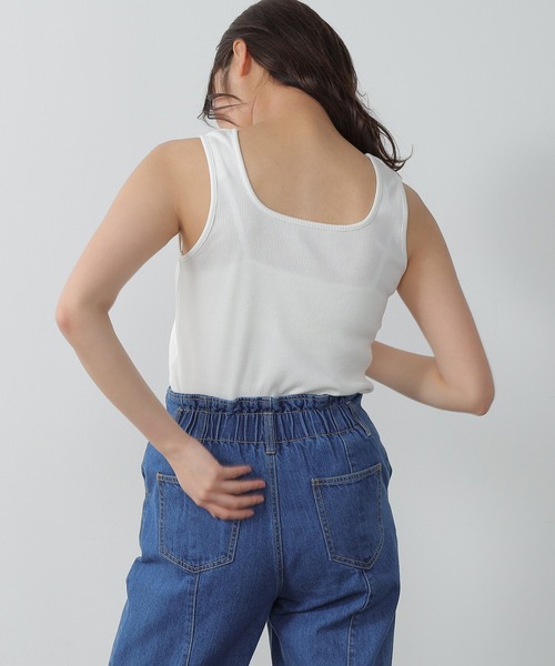 Honeys（ハニーズ）の「２ｗａｙタンクトップ（タンクトップ・レディース・ホワイト×イエロー/ブラック/ホワイト×グリーン/ホワイト系その他/オフホワイト/ホワイト×ブラック/グリーン/スミクロ・L/M/S/LL）」の13枚目の写真