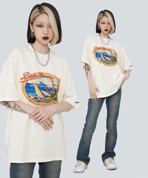 Ressaca(レサーカ)の「オーバーサイズ ロックプリントバンドTシャツ クルーネック(Tシャツ/カットソー・メンズ・ブラック/ベージュ/ブラウン/ブラック系その他/ブルー/ホワイト/ブラック系その他2/ブラック×ピンク・M/L/XL/XXL)」の7枚目の写真