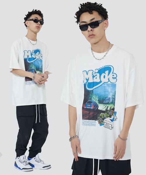 セール】オーバーサイズ ロックプリントバンドTシャツ クルー