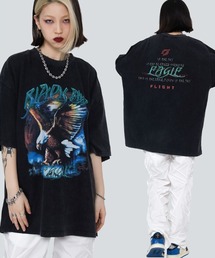 オーバーサイズ ロックプリントバンドTシャツ クルーネック