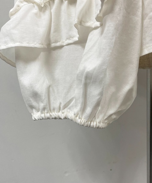 PICCIN(ピッチン)の「フリルスリーブスタンドカラーブラウス(シャツ/ブラウス・レディース・オフホワイト/ブラック/ライトグリーン・M)」の14枚目の写真