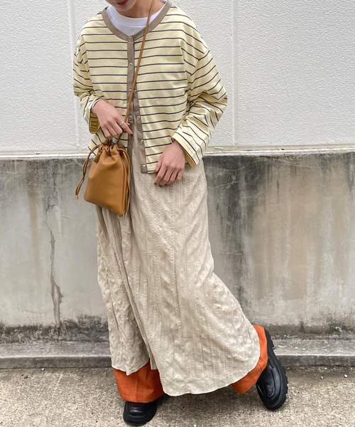 byYOUANCE（バイユアンス）の「マルチボーダースナップボタンカーディガン（カーディガン/ボレロ・レディース・ネイビー/サックスブルー/イエロー/ブルー系その他・FREE）」の8枚目の写真