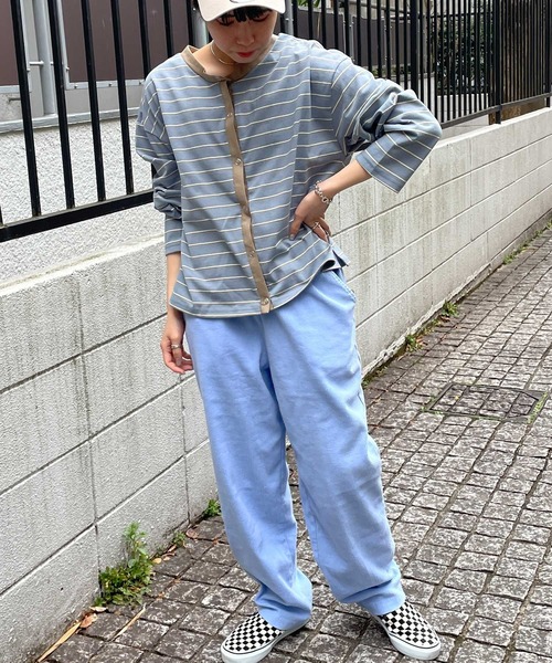 byYOUANCE（バイユアンス）の「マルチボーダースナップボタンカーディガン（カーディガン/ボレロ・レディース・ネイビー/サックスブルー/イエロー/ブルー系その他・FREE）」の15枚目の写真